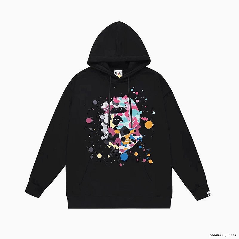 Bape camouflage splatter ink style black hoodie
