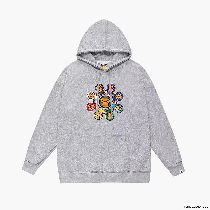 Bape Cartoon Print Grey Hoodie
