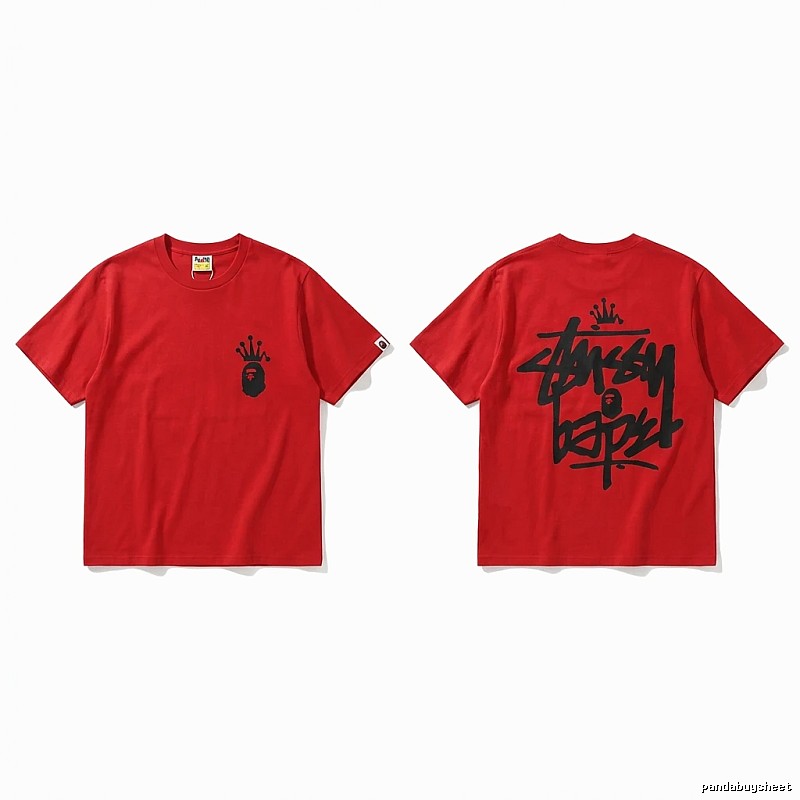Bape Crown Graffiti Style Red T-shirt