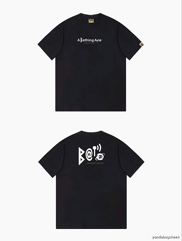 Bape letter - printed short - sleeved black T - shirt