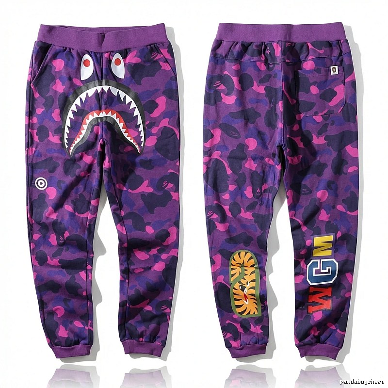 Bape Shark Camouflage Style Purple Pants