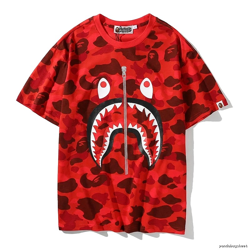 Bape Shark Camouflage Style Red T-shirt