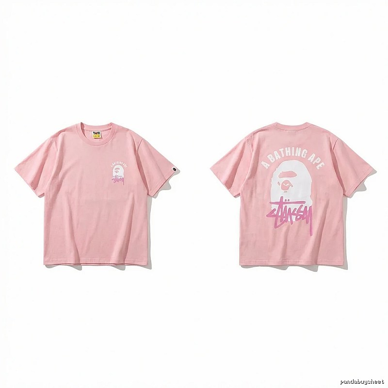 Bape trendy brand pink T-shirt