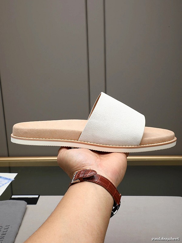 Brunello Cucinelli Minimalist Casual Off-White Slide Sandals