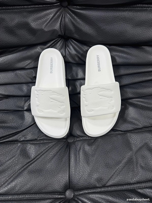 Burberry Embossed Equestrian Knight Minimalist White Slides