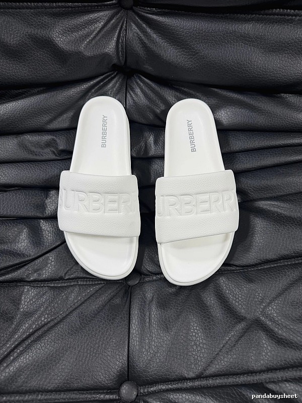 Burberry Embossed Minimalist Style White Slides
