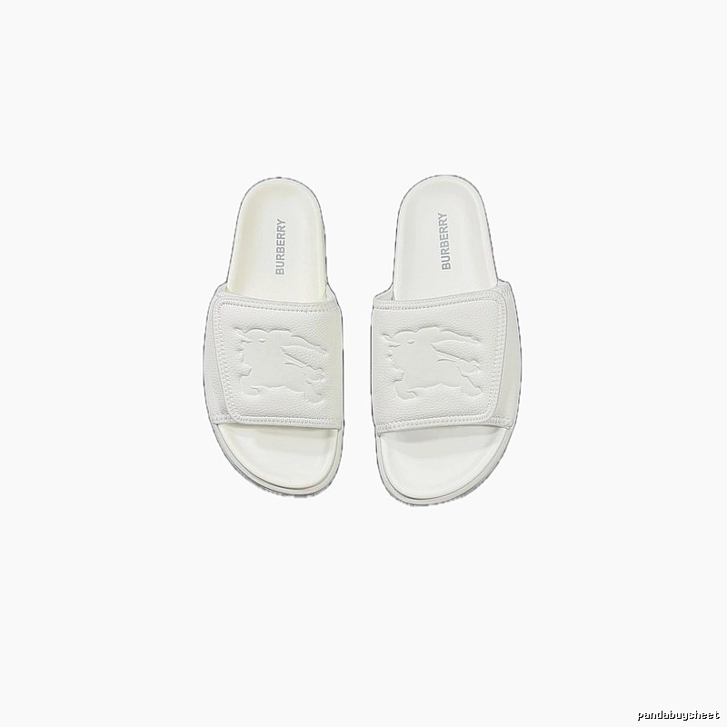 Burberry Knight Logo Minimalist Style White Slide Sandals