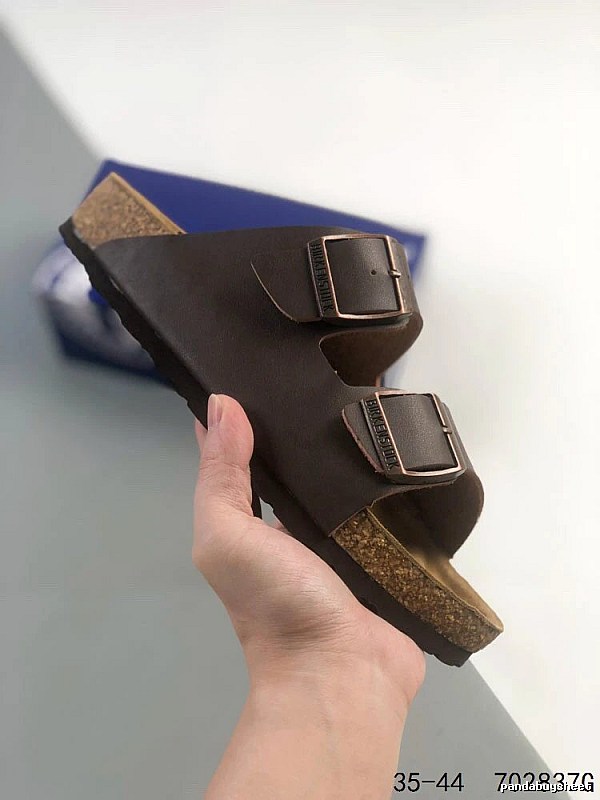 Casual Dark Brown Birkenstock Cork Slide Sandals