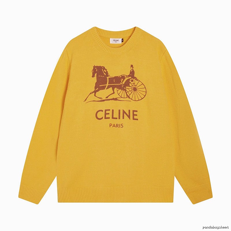 CELINE Yellow Logo Knit Sweater for Travel Packing
