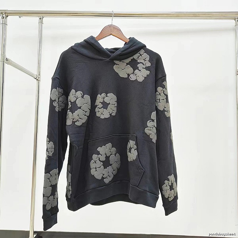 Charcoal Grey Flower Pattern Hoodie