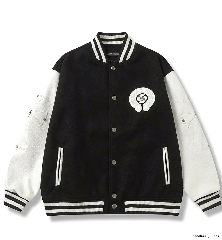 Chrome Hearts Baseball Style Black and White Jacket