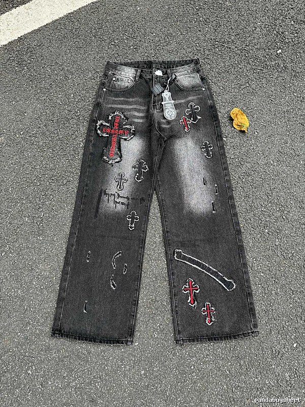Chrome Hearts Black Wash Weekend Cross Graphic Jeans
