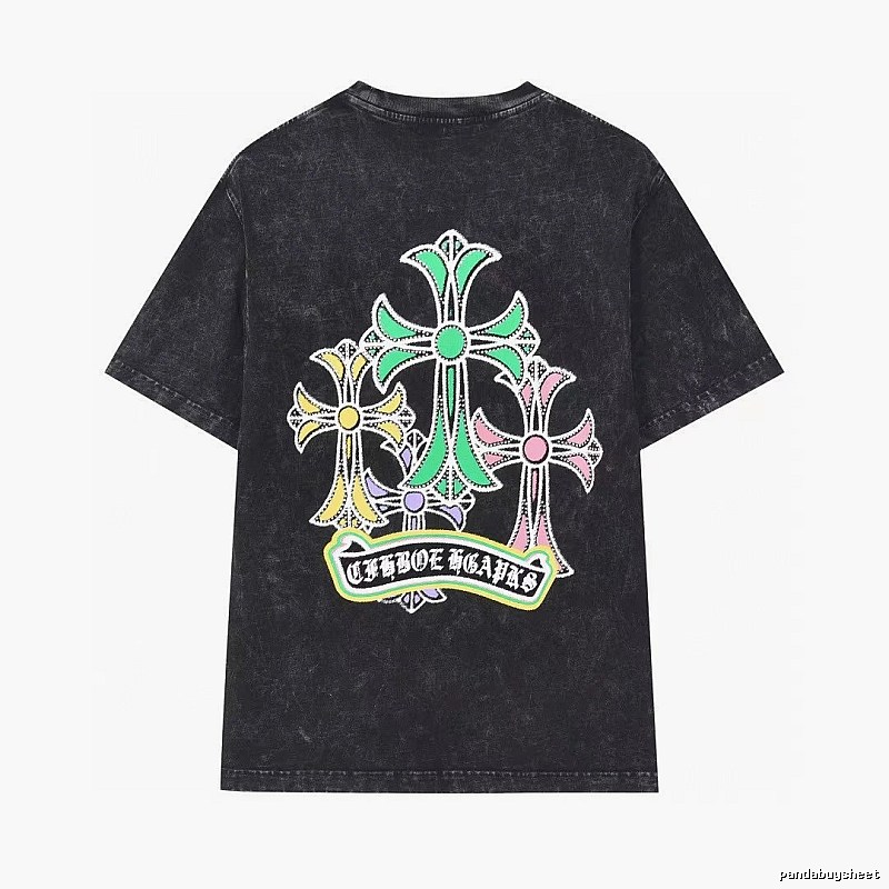 Chrome Hearts Colorful Cross Vintage Distressed Black T-Shirt