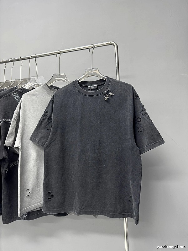 Chrome Hearts Cross Distressed Vintage Charcoal Black Short-sleeve T-shirt