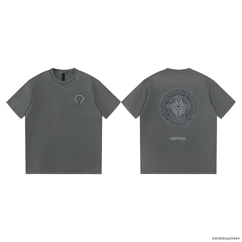 Chrome Hearts Cross Embroidered High Street Dark Grey Short-sleeve T-Shirt