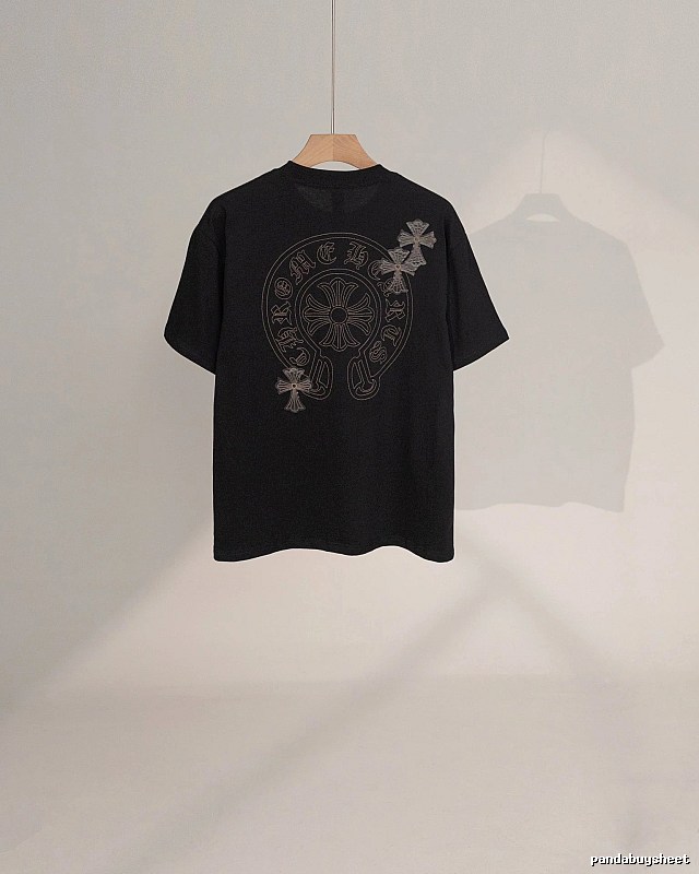 Chrome Hearts Cross Embroidered Street Style Black Short-Sleeve T-Shirt