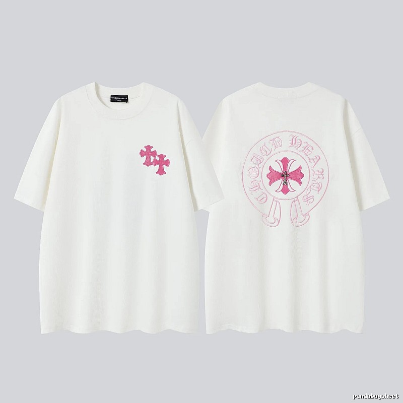 Chrome Hearts Cross Embroidered Street Style Off-White T-Shirt