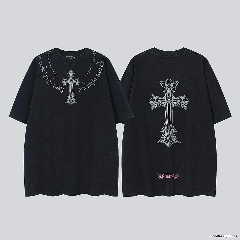Chrome Hearts Cross Gothic Style Black Short Sleeve T-shirt