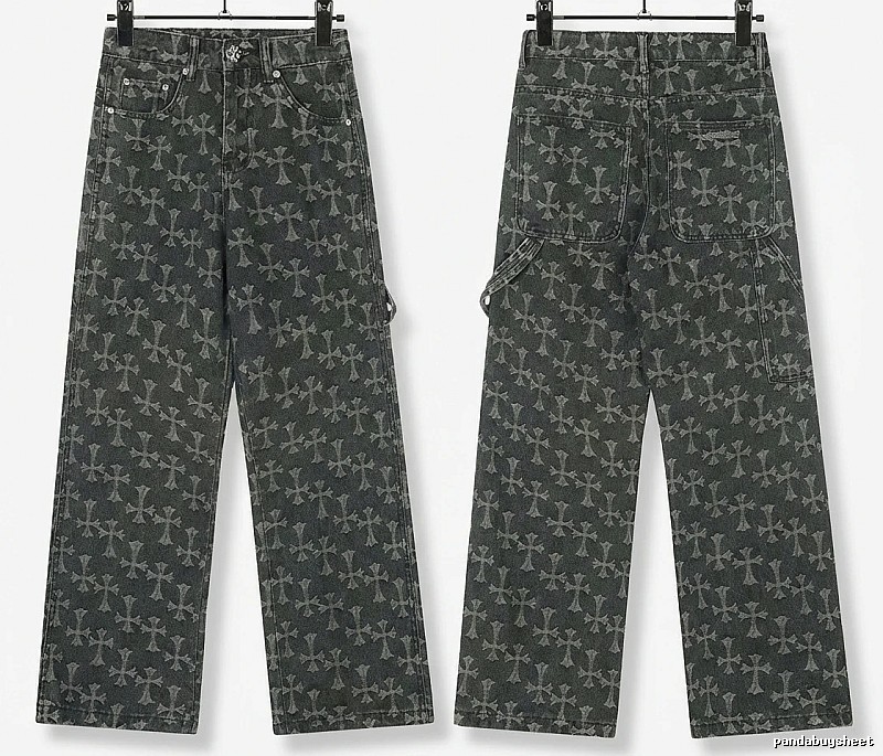 Chrome Hearts cross print black jeans