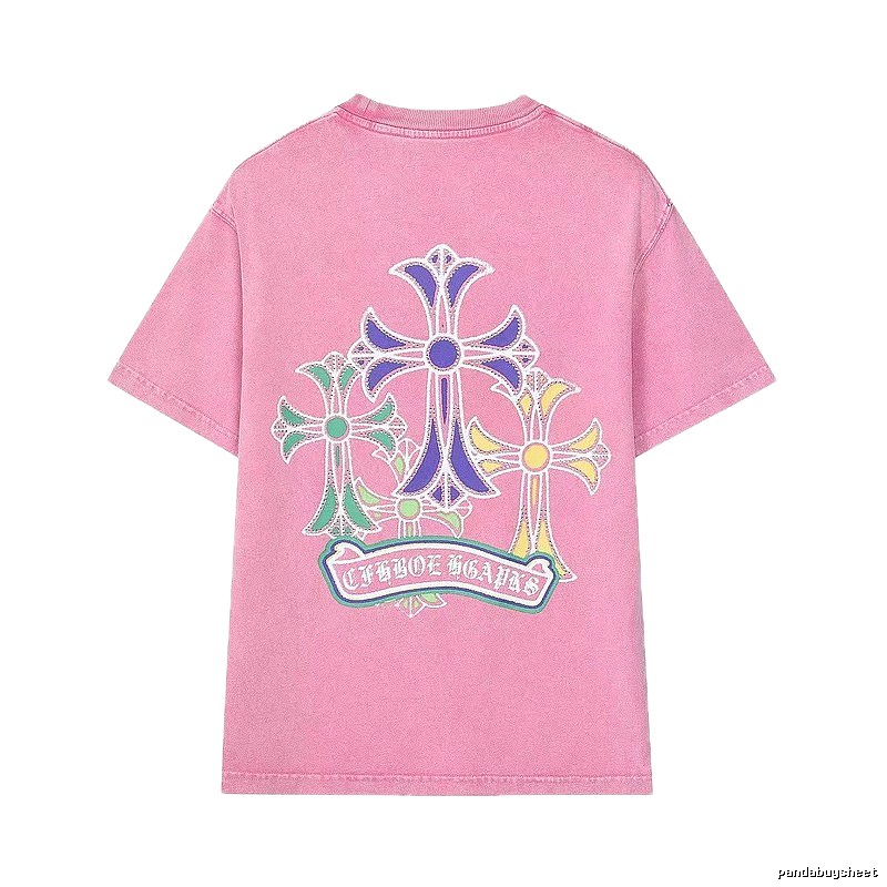 Chrome Hearts Cross Print Vintage-style Pink T-Shirt