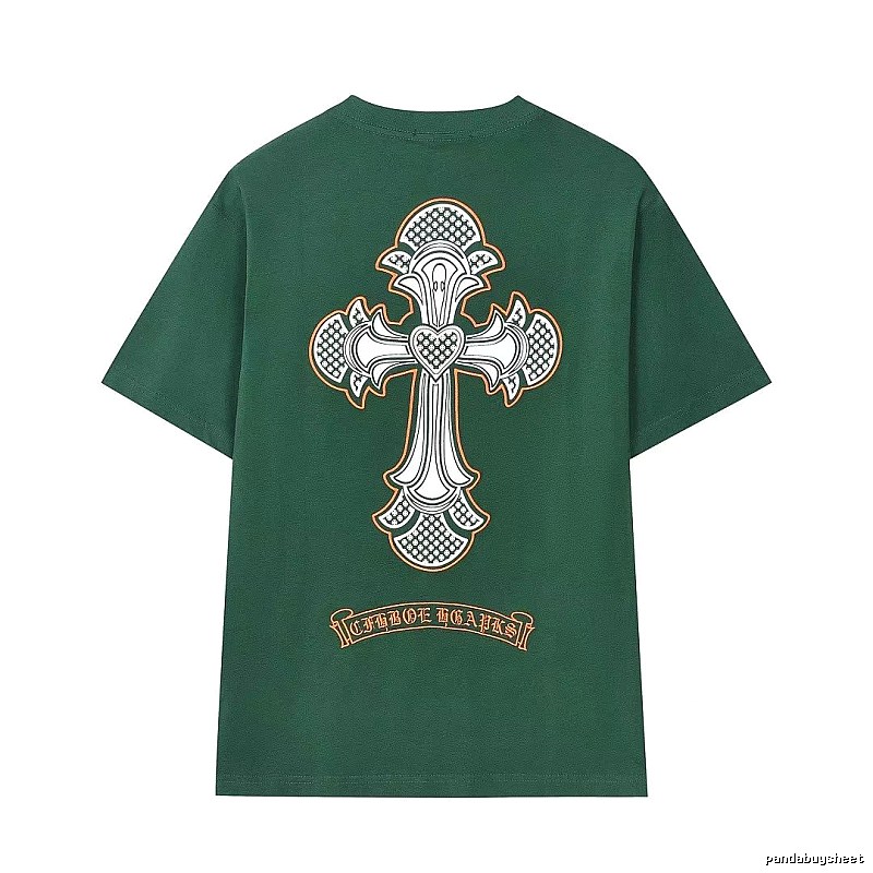Chrome Hearts Cross Street Style Dark Green Short Sleeve T-Shirt