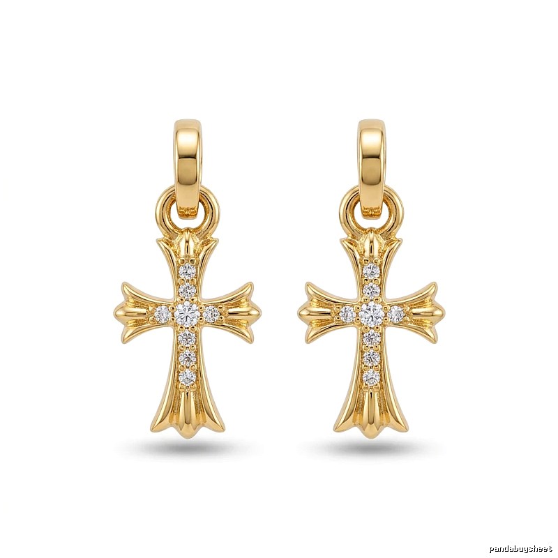 Chrome Hearts Cross Trendy and Cool Style Gold Earrings