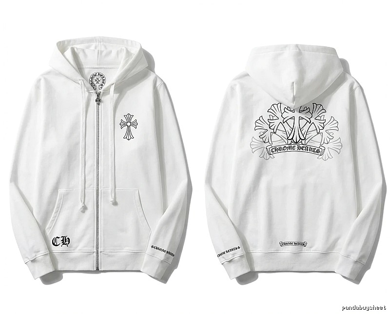 Chrome Hearts Cross Trendy and Cool Style White Sweatshirt