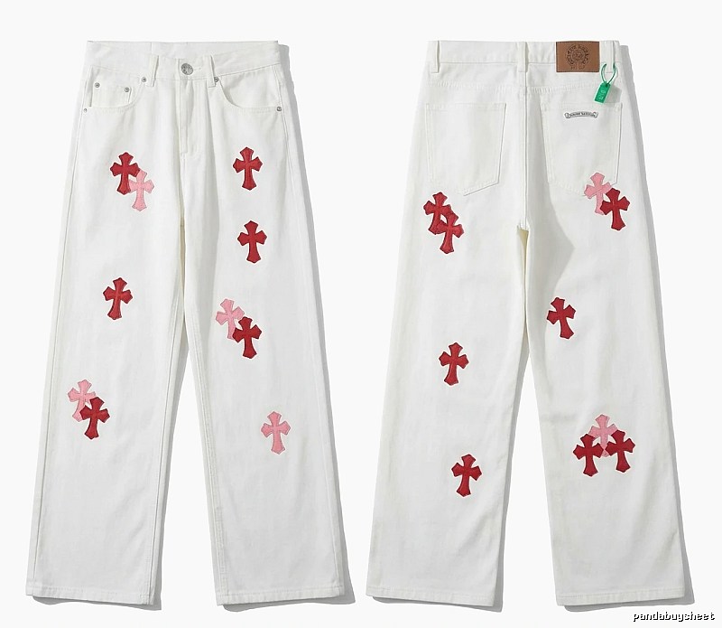 Chrome Hearts Cross Trendy and Cool White Jeans