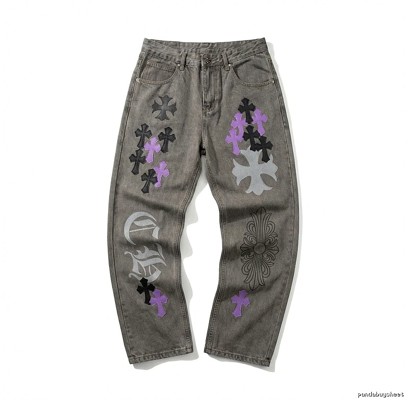 Chrome Hearts Cross Vintage Style Grey Pants