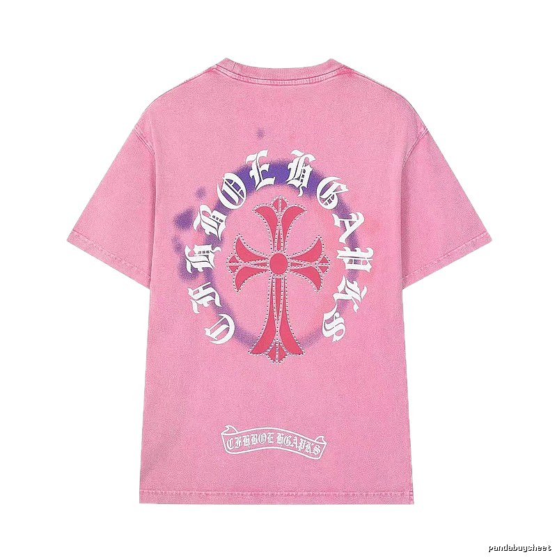 Chrome Hearts Cross Vintage Style Pink T-Shirt