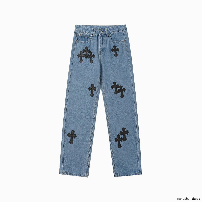 Chrome Hearts Easy Match Graphic jeans Light Denim Jeans for Leisure Wear