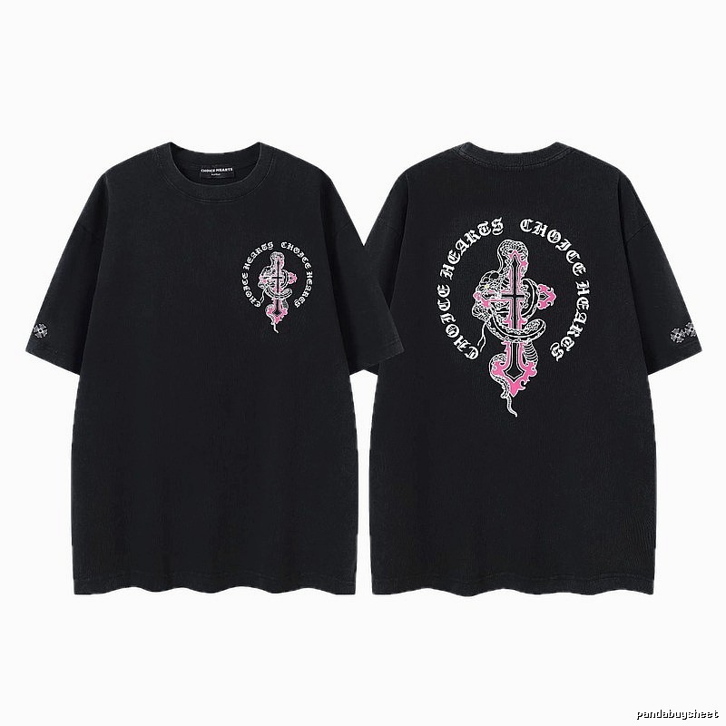 Chrome Hearts Gothic Style Snake & Cross Black Short-Sleeve T-Shirt