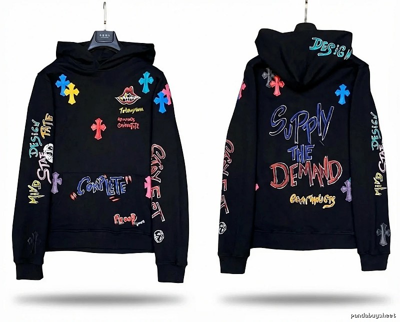 Chrome Hearts Graffiti Trendy Black Hoodie
