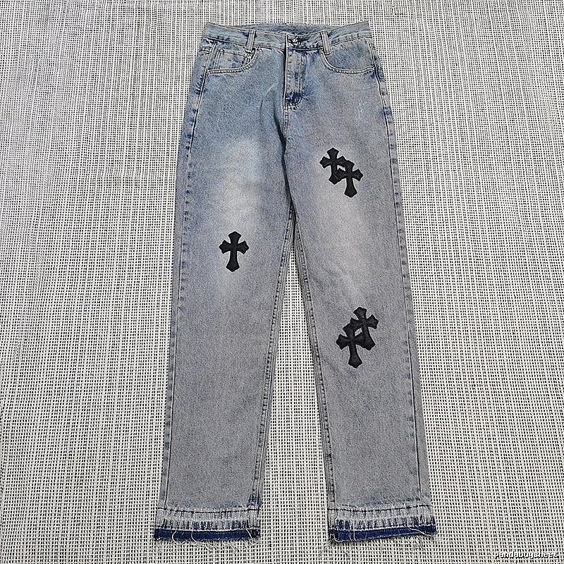 Chrome Hearts Monogram Cross patch jeans White Jeans Black for Layered Styling