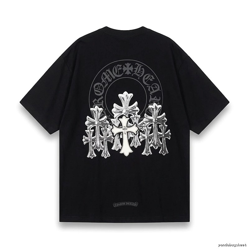 Chrome Hearts Silver Cross Black T - Shirt