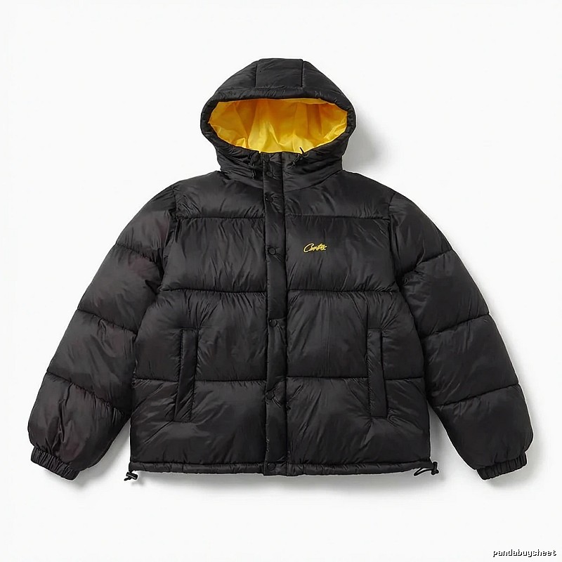 Corteiz black and yellow color - blocking down jacket
