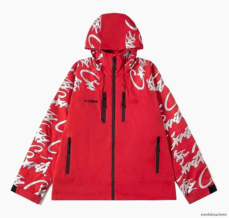 Corteiz Graffiti Style Red Jacket