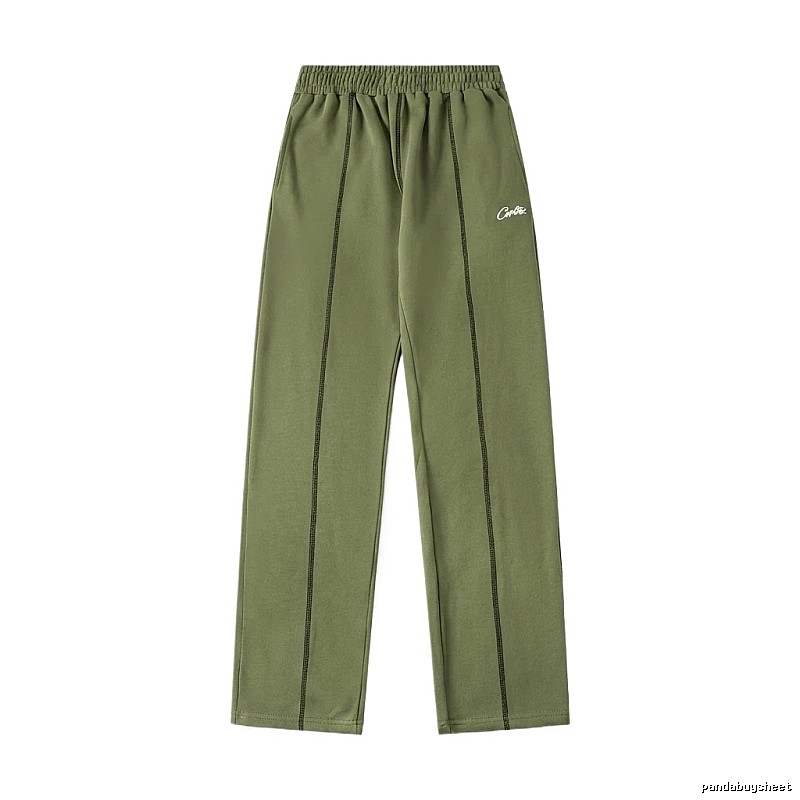 Corteiz minimalist style olive green long trousers