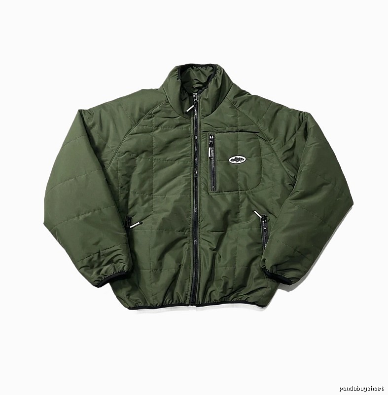 Corteiz Retro Style Olive Green Cotton-padded Coat