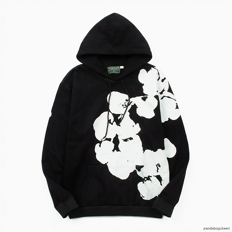 DENIM TEARS Floral Style Black Hoodie