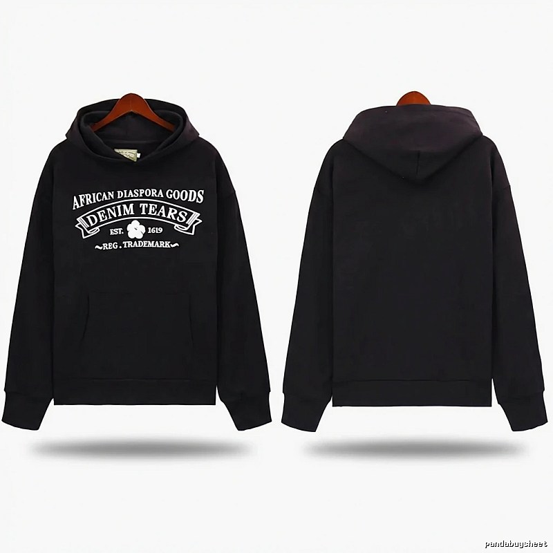 DENIM TEARS retro-style black hoodie