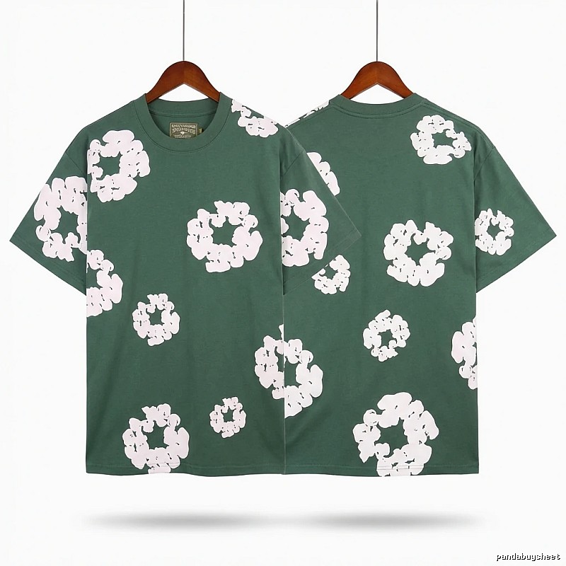 DENIM TEARS retro-style green short-sleeve