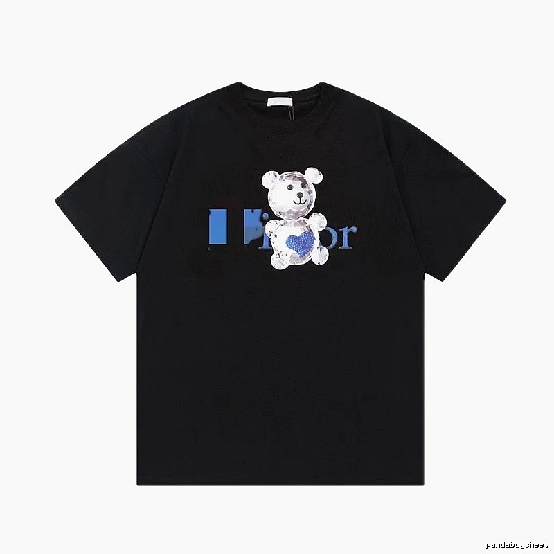 Dior Crystal Bear Cool & Trendy Style Black Short-sleeve T-shirt