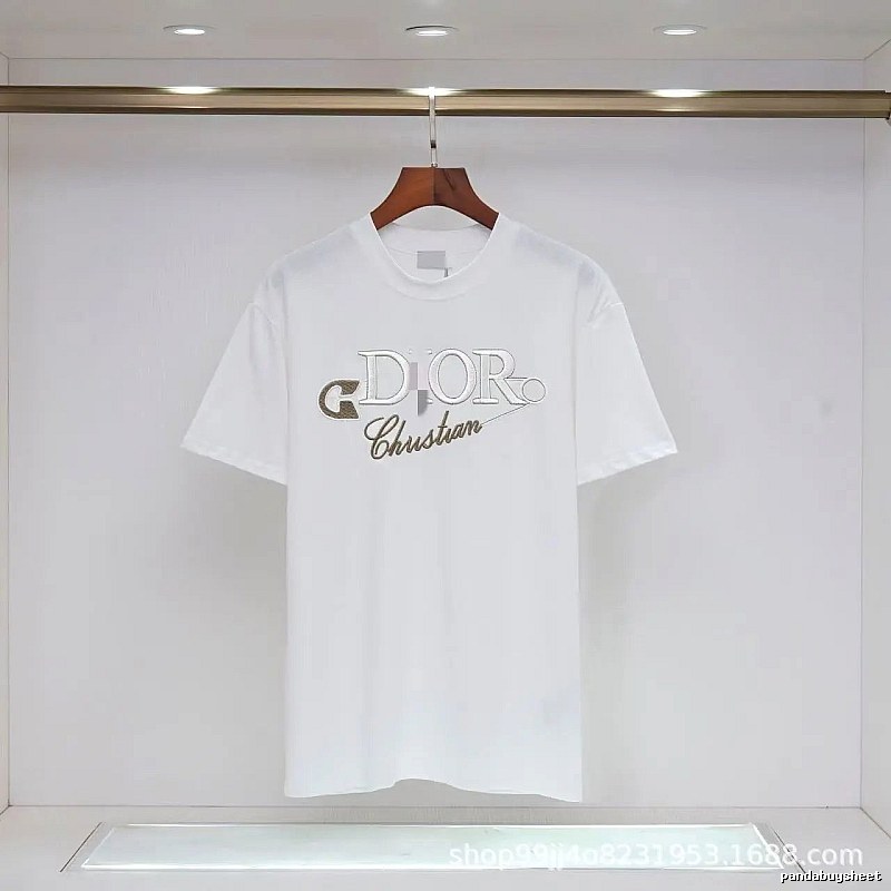 Dior Embroidered Light Luxury Style White Short-sleeve T-shirt
