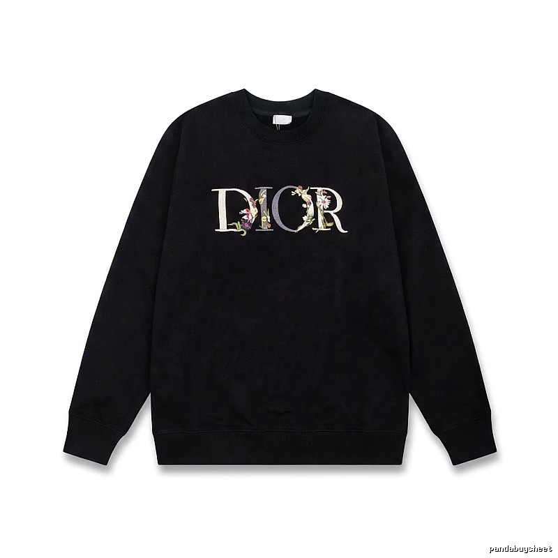 Dior Floral Alphabet Style Black Sweatshirt