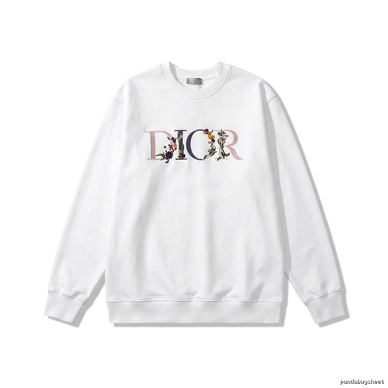 Dior floral embroidery style white sweatshirt