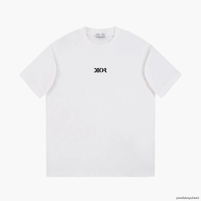 Dior Minimalist Style Embroidered Logo White Short-sleeved T-shirt