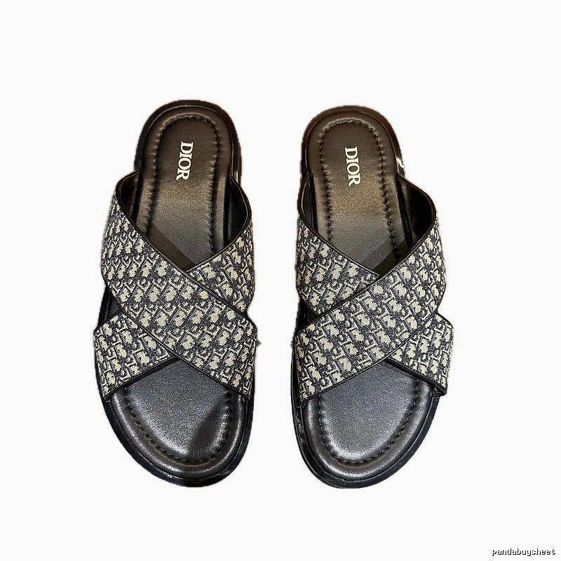 Dior Retro-style Monogram Black and Grey Slides
