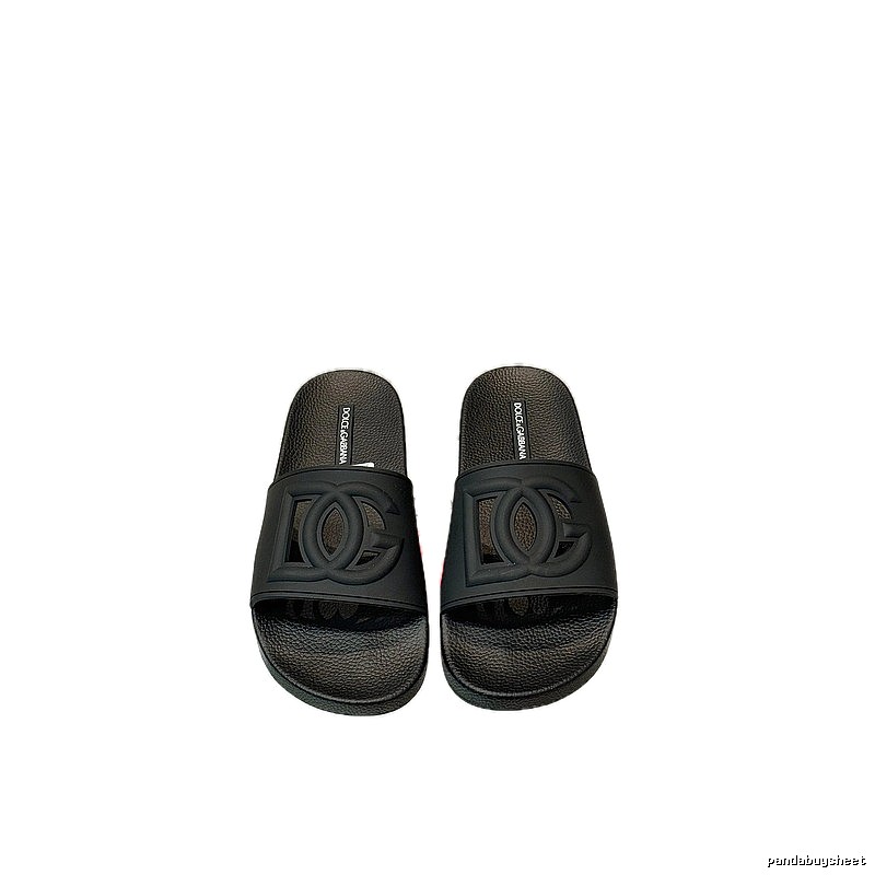 Dolce & Gabbana DG Embossed Casual-style Black Slippers