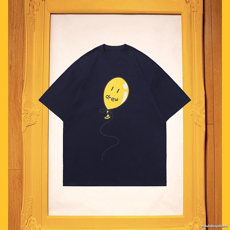 DREW Balloon Smiley Street Style Navy Blue Short Sleeve T-Shirt